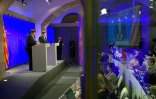 Le président régional de Catalogne Carles Puigdemont (g) et le vice-président régional Oriol Junqueras, lors d'une conférence de presse à Barcelone, le 14 juillet 2017