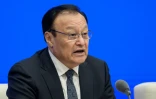 Le président de la région du Xinjiang, Shohrat Zakir, lors d'une conférence de presse, le 9 décembre 2019 à Pékin