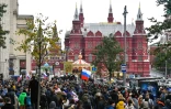 Des partisans de l'opposant Alexeï Navalny, actuellement en prison, manifestent à Moscou le jour des 65 ans du président Vladimir Poutine, le 7 octobre 2017