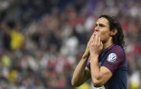 L'attaquant du Paris SG Edinson Cavani buteur lors de la victoire face aux Herbiers 2-0 en finale de la Coupe de France le 8 mai 2018