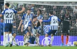 La joie d'Alireza Jahanbakhsh (à genoux) et ses camarades après avoir égalisé pour Brighton à domicile contre Chelsea, le 1er janvier 2020
