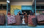 Des déplacés palestiniens  dans l'école d'al-Jawni du camp de Nousseirat, dans le centre de la bande de Gaza, e 12 septembre 2024