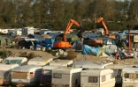 Pelleteuses à l'oeuvre le 28 octobre 206 dans la "Jungle" à Calais