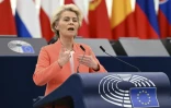 La présidente de la Commission européenne, Ursula von der Leyen, lors d'une sesssion plénière du Parlement européen, à Strasbourg, le 18 avril 2023