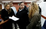 Photo de la jeune Palestinienne Ahed Tamimi lors de l'ouverture de son procès devant le tribunal militaire d'Ofer, en Cisjordanie occupée