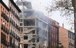 Un immeuble détruit par une explosion à Madrid le 20 janvier 2021