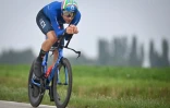L'Italien Filippo Ganna, lors de sa victoire dans le contre-la-montre aux Championnats du monde, le 19 septembre 2021 Ă Bruges