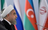Le président iranien Hassan Rohani lors d'un discours dans le cadre d'une visite à Bakou, le 8 août 2016