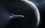 Un dessin de la future navette spatiale de SpaceX, en orbite autour de la Lune, tweeté par SpaceX le 13 septembre 2018