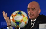 le président de la Fédération internationale de football Gianni Infantino en conférence de presse lors de la réunion du conseil de la Fifa, le 24 octobre 2019 à Shanghai
