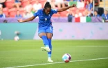 Marie-Antoinette Katoto avec les Bleues avant d'affronter l'Italie Ă l'Euro Ă Rotherham, le 10 juillet 2022