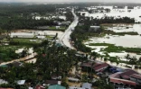 Vue aérienne des inondations à Abuyog après le passage de la tempête Megi, le 11 avril 2022 aux Philippines