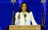 Kamala Harris fait un discours à Wilmington, au Delaware, le 7 novembre 2020 après la proclamation de la victoire de Joe Bide, dont elle sera la vide-présidente