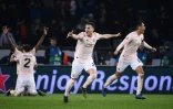 La joie des joueurs de Manchester United après avoir éliminé le PSG en Ligue des champions, le 6 mars 2019 au Parc des Princes