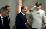Le secrétaire général du Parti démocrate italien Nicola Zingaretti (C), au palais présidentiel du Quirinal le 28 août 2019.