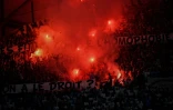 Des supporters de Marseille avec des banderoles relatives Ă l'homophobie lors du match face Ă Saint-Etienne le 1er septembre 2019