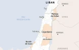 Carte d'Israël, du Liban et des territoires palestiniens