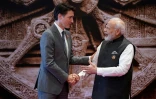 Le Premier ministre canadien Justin Trudeau (g) et son homologue indien Narendra Modi lors du G20, le 9 septembre 2023 à New Delhi