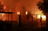 Le camp de migrants de Moria, sur l'île grecque de Lesbos, en flammes, le 9 septembre 2020
