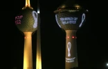 Logo de la Coupe du monde Fifa 2022 au Qatar projeté sur les Kuwait Towers, à Koweït, le 3 septembre 2019