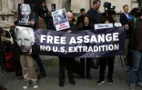 Manifestation de soutien à Julian Assange, fondateur de Wikileaks, devant la Haute Cour de Londres, le 26 mars 2024