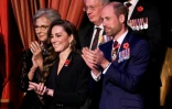 La princesse Kate (g) et le prince William assistent à un concert commémoratif au Royal Albert Hall, le 9 novembre 2024 à Londres