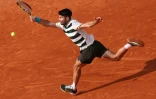 L'Espagnol Carlos Alcaraz lors de sa finale de Roland-Garros contre l'Italien Jannik Sinner, le 8 juin 2025 à Paris