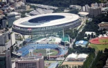 Vue aérienne du Stade national japonais, lieu principal des Jeux olympiques, à Tokyo, le 19 juillet 2021