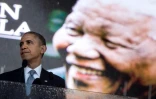 Le président américain Barack Obama lors d'un hommage funèbre à Nelson Mandela, le 10 décembre 2013 à Johannesburg