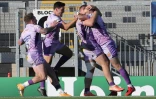 Les joueurs d'Exeter célèbrent leur 4e essai lors de la demi-finale de Coupe d'Europe gagnée à domicile contre Toulouse le 26 septembre 2020 