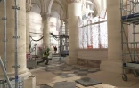 Image tirée d'une vidéo de l'AFP, le 11 avril 2024, montrant la restauration des sols de la cathédrale Notre-Dame de Paris, cinq ans après l'incendie qui l'a dévastée