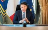 Le Premier ministre italien Giuseppe Conte, en visioconférence depuis Rome avec les dirigeants européens, le 23 avril 2020