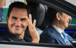 La légende du tennis Roger Federer, à son arrivée aux 24h du Mans pour en donner le départ, le 14 juin 2025