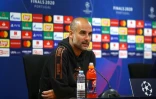 L'entraîneur espagnol de Manchester City, Pep Guardiola, en conférence de presse au stade Jose Alvalade de Lisbonne, à la veille du quart de finale de la Ligue des champions face à Lyon, le 14 août 2020
