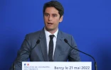 Gabriel Attal, nouveau ministre des Comptes public, lors de la passation de pouvoirs au ministère de l'Economie et des Finances, le 21 mai 2022 à Paris