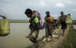 Des Rohingyas à la frontière entre le Bangladesh et la Birmanie le 4 septembre 2017