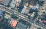Image satellite d'une inscription "Nous voulons la démocratie" peinte sur une rue de Rangoun, le 19 février 2021