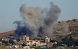 Photo prise dans la région de Marjayoun, dans le sud du Liban, montrant la fumée d'une frappe israélienne sur le village de Kfar Tebnit, le 3 juin 2026