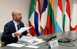 Le président du Conseil européen Charles Michel participe à une visioconférence dans le cadre du sommet UE-Chine, le 22 juin 2020 à Bruxelles