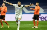 L'attaquant du Real Madrid Karim Benzema buteur contre le Shakhtar Donetsk en Ligue des champions, le 3 novembre 2021 à Madrid