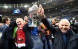 Les milliardaires François-Henri Pinault et son père François savourent la victoire de leur club, Rennes, en finale de la Coupe de France, le 27 avril 2019 au Stade de France