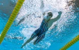 L'Américaine Kathleen Ledecky lancée vers sa victoire sur 1500 m nage libre à Tokyo, le 28 juillet 2021 