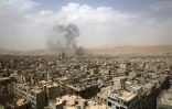 La ville de Douma, au nord-est de Damas en Syrie, après un raid aérien de l'armée syrienne, le 14 septembre 2015