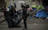 Evacuation d'un campement de migrants porte de la Chapelle, le 29 janvier 2019 à Paris