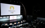 Présentation du logo des Jeux olympiques de Paris-2024, le 21 octobre 2019 au Grand Rex