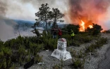 Lutte contre le feu près de Melloula, dans le nord-ouest de la Tunisie près de la frontière avec l'Algérie, le 24 juillet 2023