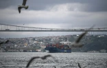 Un cargo navigue dans le détroit du Bosphore le 23 avril 2021 à Istanbul