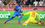 L'attaquant sénégalais de Marseille, Ahmadou Bamba Dieng, marque face à Monaco, lors de la 5e journée de Ligue 1, le 11 septembre 2021 au Stade Louis II