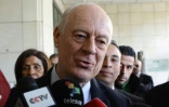 L'envoyé spécial de l'ONU pour la Syrie, Staffan de Mistura lors d'une conférence de presse à Damas, le 16 février 2016