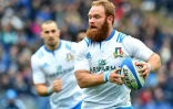 Le centre italien Gonzalo Garcia lors du match contre l'Ecosse dans le Tournoi des six nations, le 27 février 2016 au stade olympique de Rome